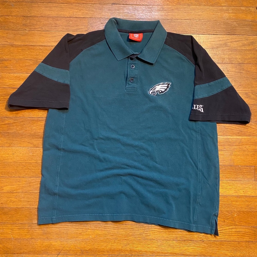 NFL Philadelphia Eagles Polo Shirt Mens XL 2000s Green Black Embroidered Logo